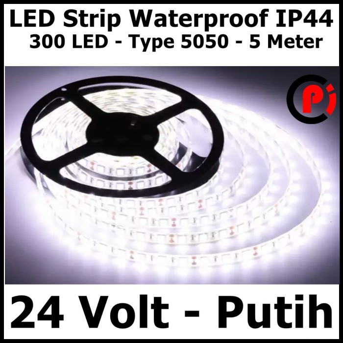 Lampu LED Strip 5050 IP44 Outdoor 24V 24 Volt V Warna Putih