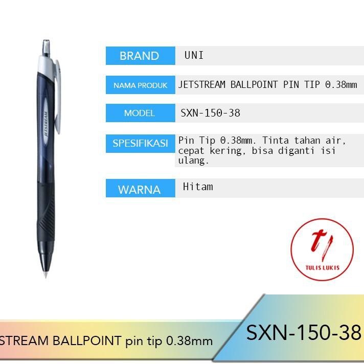 

H9N PEN NGEBUT Jeteam Ballpoint Pen Pin Tip 0.38mm HITAM (SXN-150-38) Best Produk