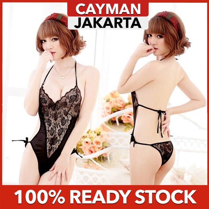 ★ Cayman ★ Baju Tidur Wanita Sexy Lingerie Bodysuit Lace Transparen Women Costume Set BJ024