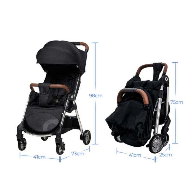 stroller XERO SUPER STRONG anak bayi newborn auto fold peeble grey oxford navy