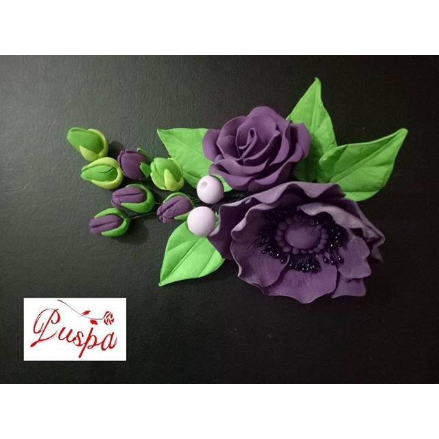 

(161/PRRAE1) Gumpaste Flower / Bunga Gumpaste Anemone Rose Small Set