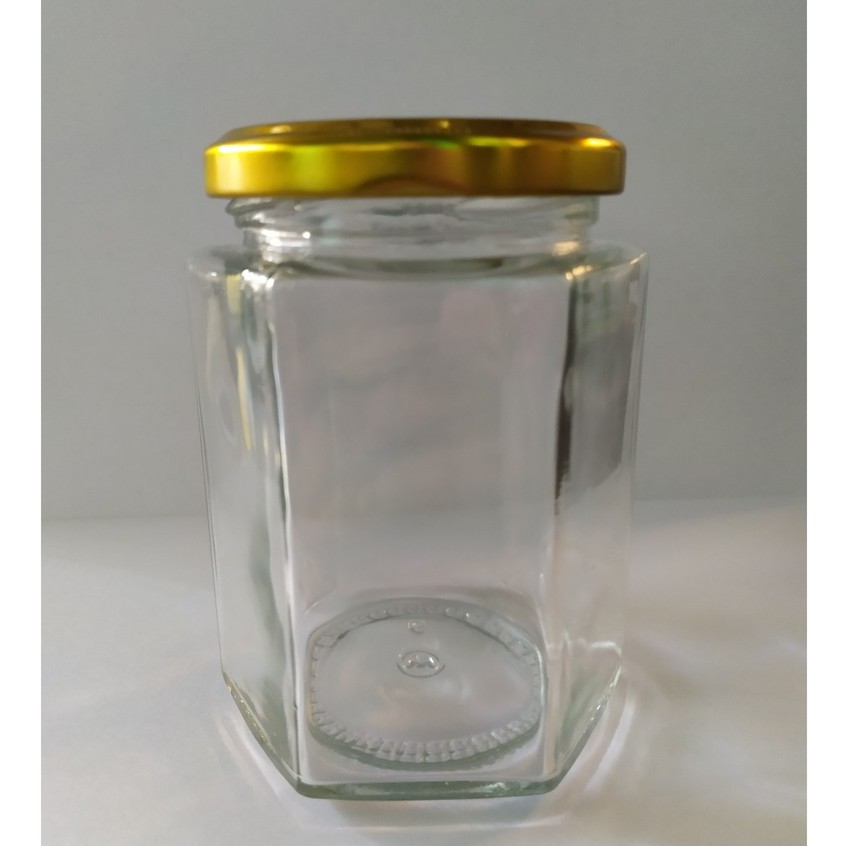 Toples / Jar Kaca Bening 280ml - HEXAGONAL BARU (12 PCS)