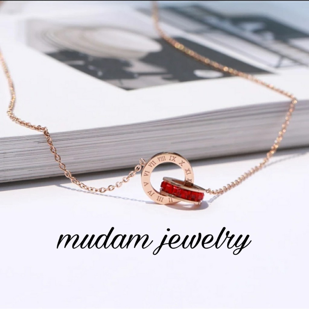 Kalung B&lt;lgri Titanium Two Rings Kristal