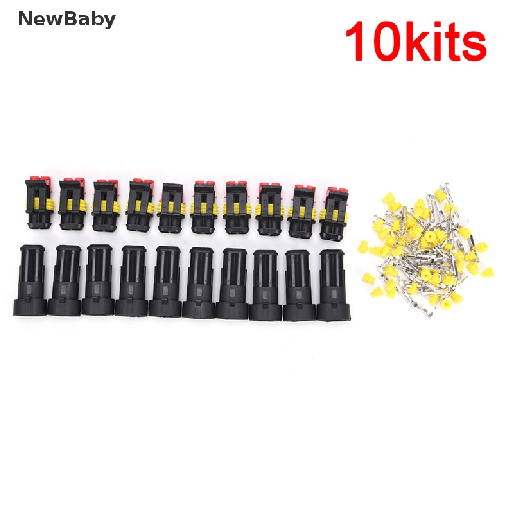 Newbaby 10pcs Konektor Kabel Listrik 2 Pin Anti Air Untuk Mobil