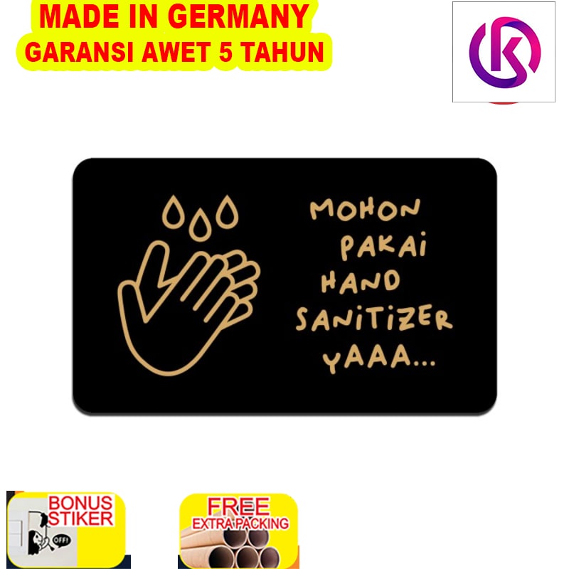 

Grosir SIGN AKRILIK Cafe - MOHON PAKAI HAND SANITIZER EMAS/HITAM - Uk 20x12cm