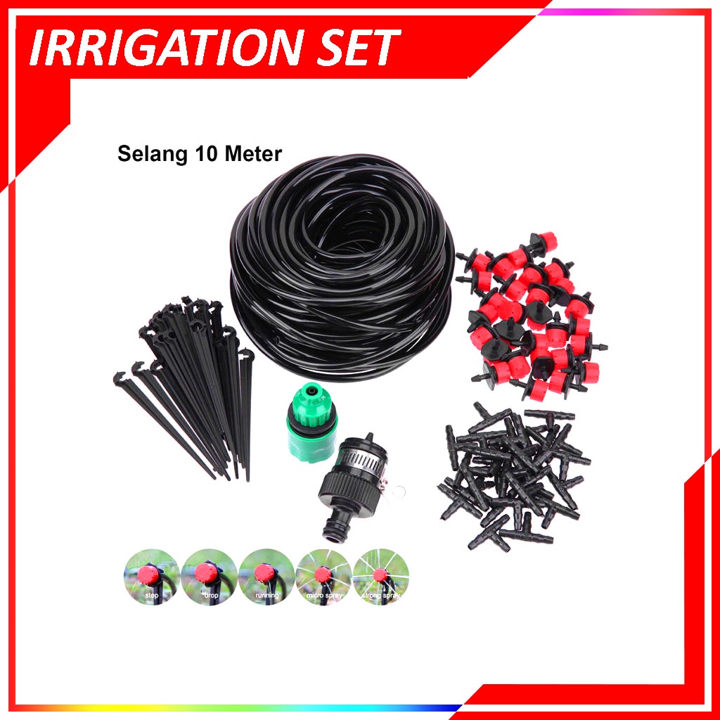 Paket Irigasi Siram Tanaman Sambung 10 Pot - Paket Peralatan Set Irigasi Otomatis Hidroponik Paket Irigasi Tanaman 10 Pot