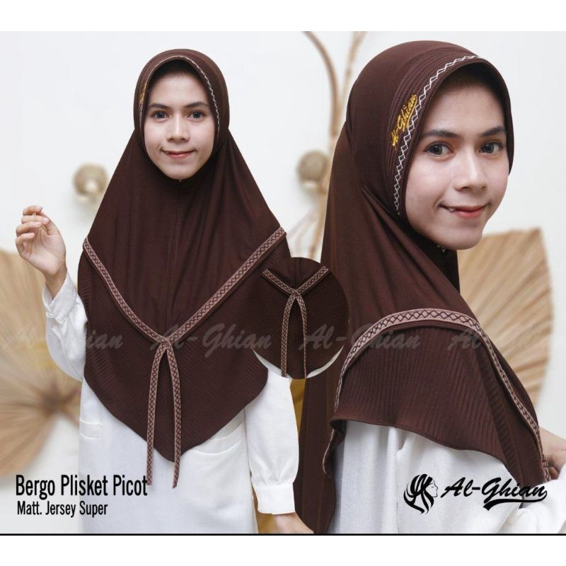 HIJAB INSTANT JERSEY PLISKET BERGO PLISKET PICOT TERLARIS