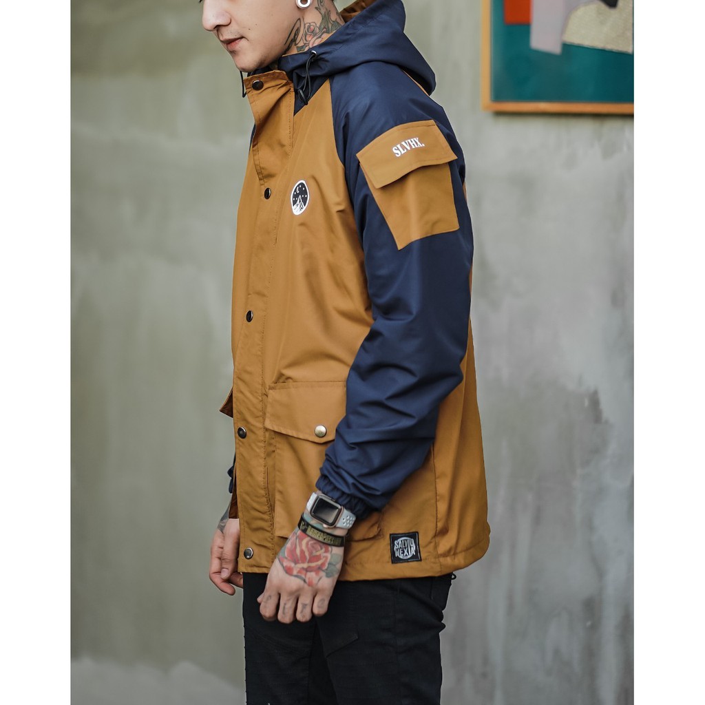 Jaket Casual Mustard Navy Jaket Parasut Pria Jaket Outdoor Salviohexia