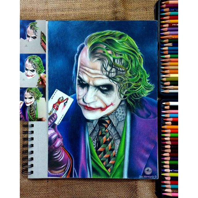 JOKER Sketsa wajah - Lukisan pensil A4