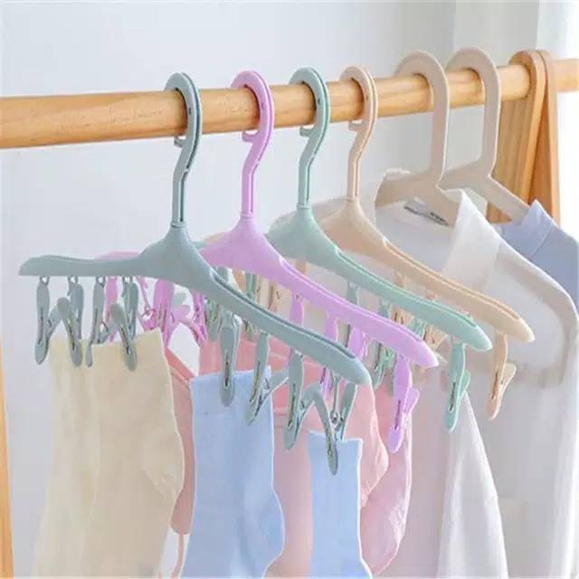 Gantungan baju jepit jepitan hanger 8 in 1 hanger jemuran pakaian kaos kaki