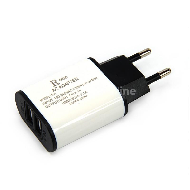 TRAVEL ADAPTOR CHARGER ISI 2 SLOT USB TERBARU R-ONE/ADAPTOR CHAREGER MURAH ISI 2 SLOT USB DAYA 2.1 A - TEKNO KITA