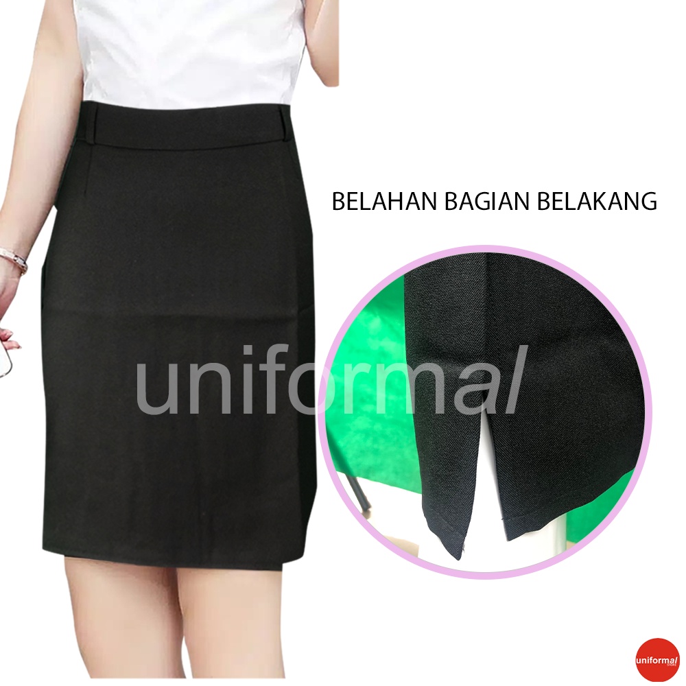 Rok Mini Wanita Atas Lutut 3/4 / Span Rajut Premium KOREA Kantor Pendek Paha Pensil / Sepan Hitam Abu S M L XL / Pakaian Kerja Wanita Formal / Pencil Short Skirt Premium Untuk Kuliah / Anak Sma Smk / Kantoran / Perempuan / Cewe Sexy / Belah Belakang