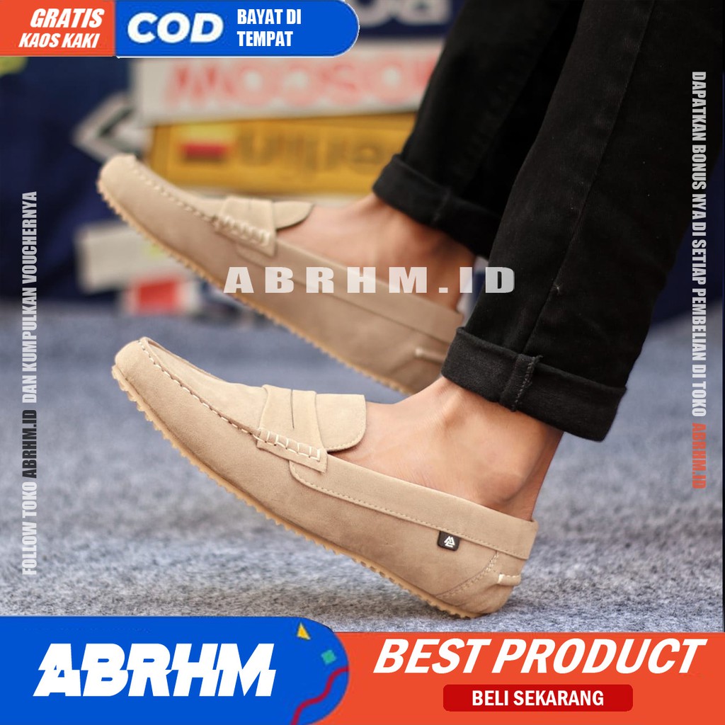 NOAH Sepatu Slip On Pria Sepatu Pria Casual Sepatu Slip Slop Antislip Kerja Kantor Cowok/Cowo Ori Sepatu Kasual Gaya Santai Kuliah Keren Kekinian Murah Original Terlaris