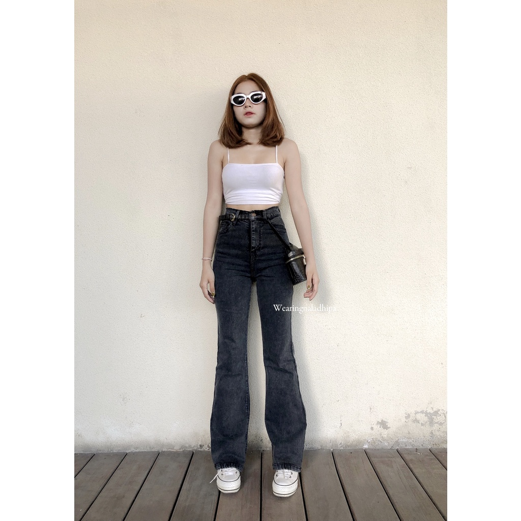 Kezia Cutbray Pants Snowblack - Highwaist Jeans Cutbray