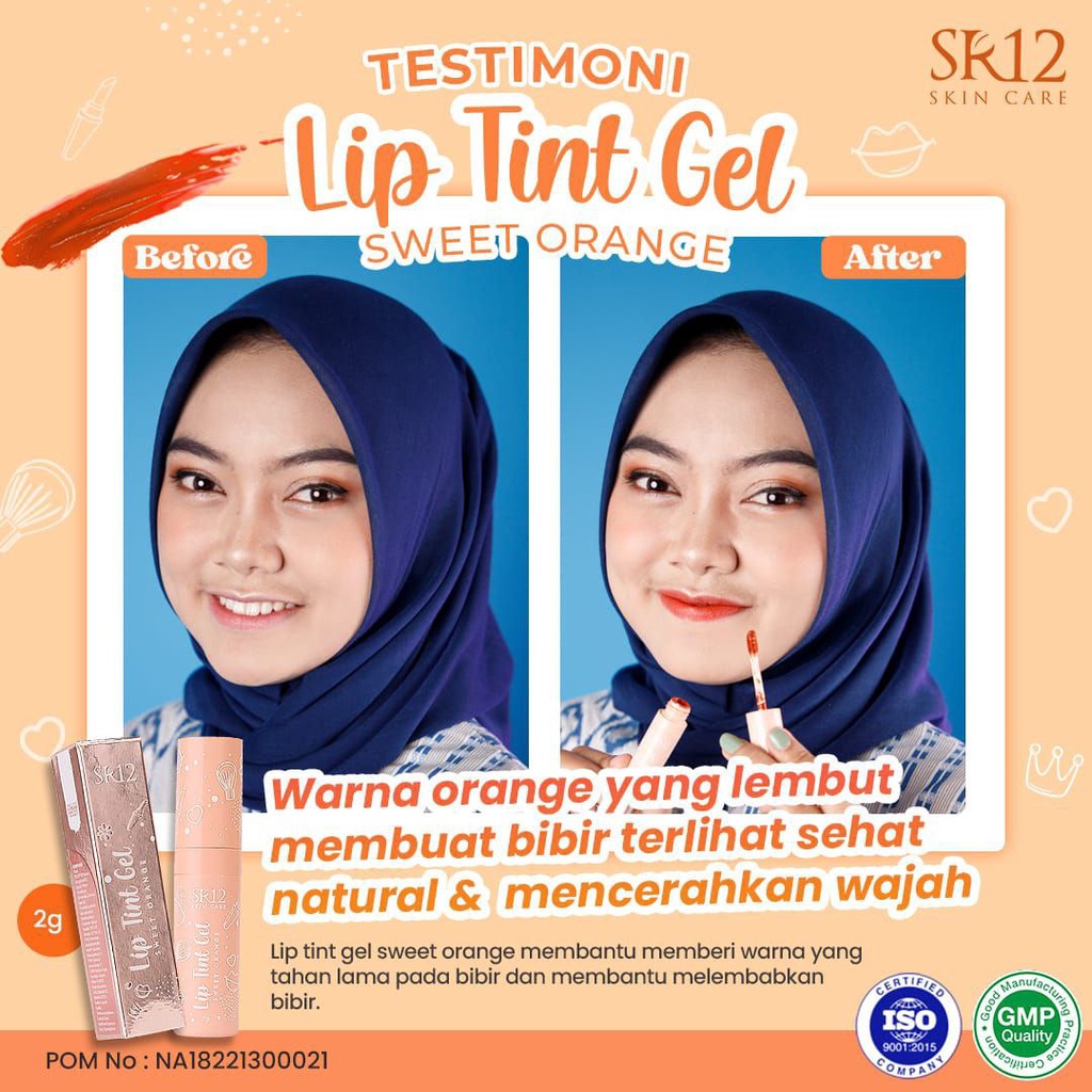 Lip Tint SR12 - Mencegah Bibir Kering &amp; Pecah Pecah Lip Ringan Dipakai Tahan Lama Lipstik Pelembab Tampilan Fresh Natural Pada Bibir