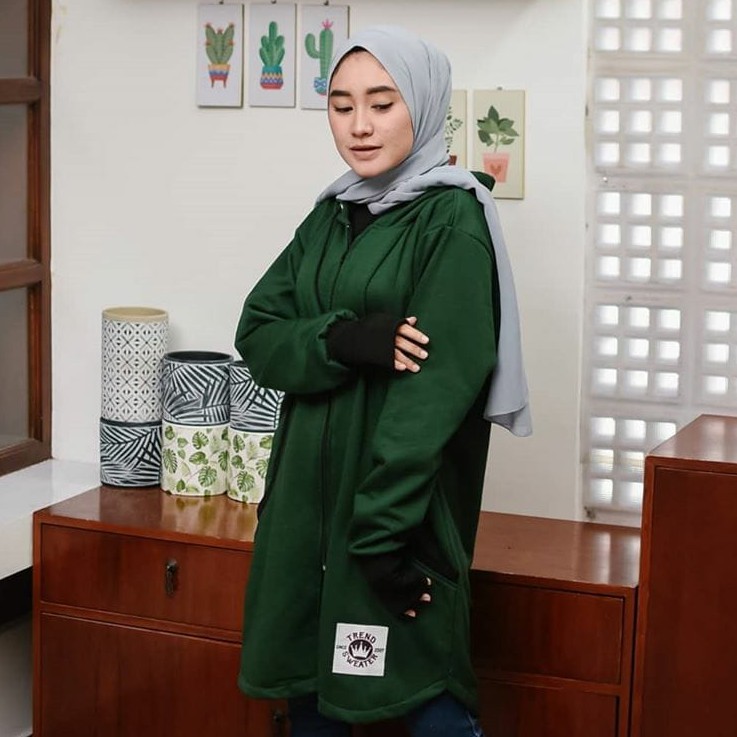 MVP - Long RH Zipper - Jaket Wanita Muslim