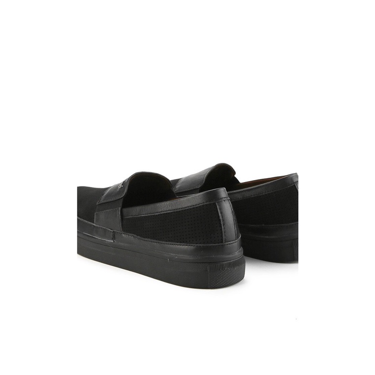 SEPATU SLIP ON KULIT PLAYBOY PRIA ORIGINAL CASUAL SEMI FORMAL ALL FULL BLACK HITAM POLOS PL11