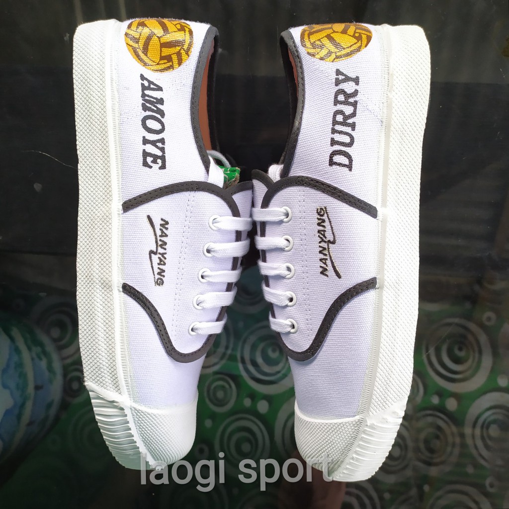 Sepatu nanyang motif putih costum nama