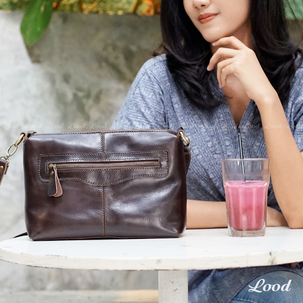 TAS KULIT WANITA SELEMPANG  CAMELIA SLING BAG