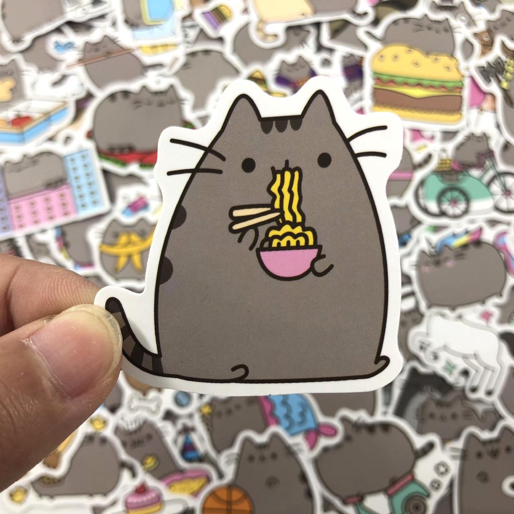 50 pieces set kartun Pusheen kucing lucu stiker tahan 
