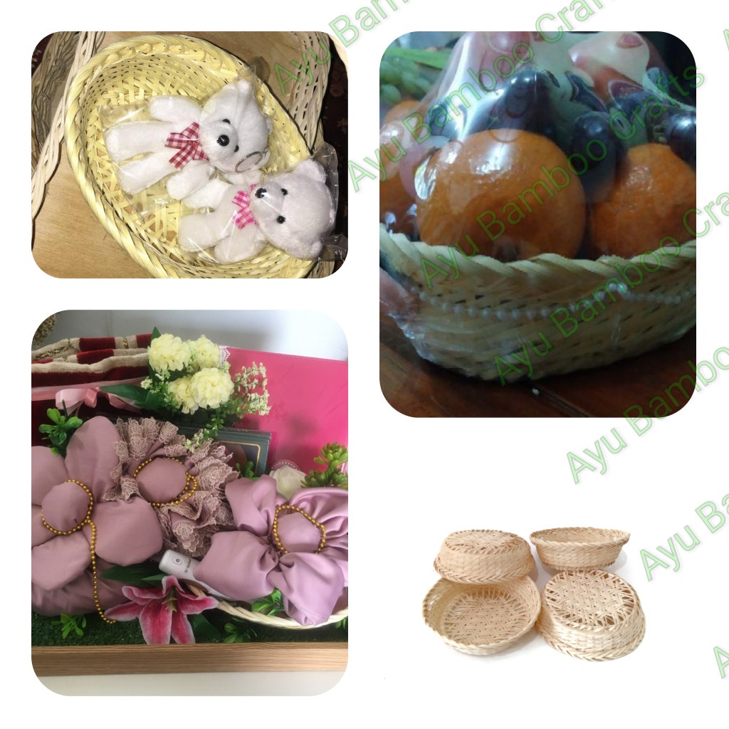 Keranjang Bambu Oval dan Bulat Keranjang Mini Wadah Mini Keranjang Sovenir