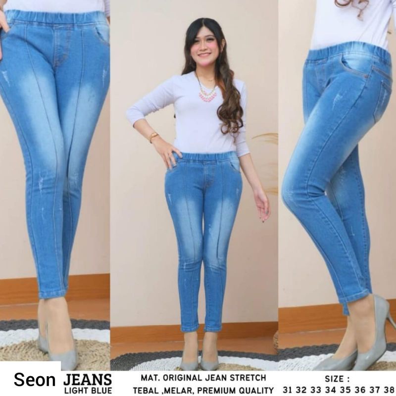 Celana Wanita Seon Jeans Skinny Jegging Murah