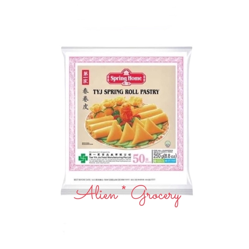 Spring Home TYJ Spring Roll Skin Pastry Kulit Lumpia Pangsit Segi Kotak Singapore 12cm 5inch isi 50