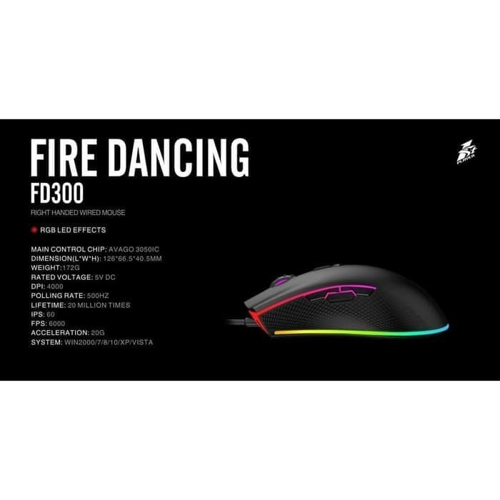 1STPLAYER DANCING FD300 PRO with AVAOG 3050 RGB - Gaming Mouse