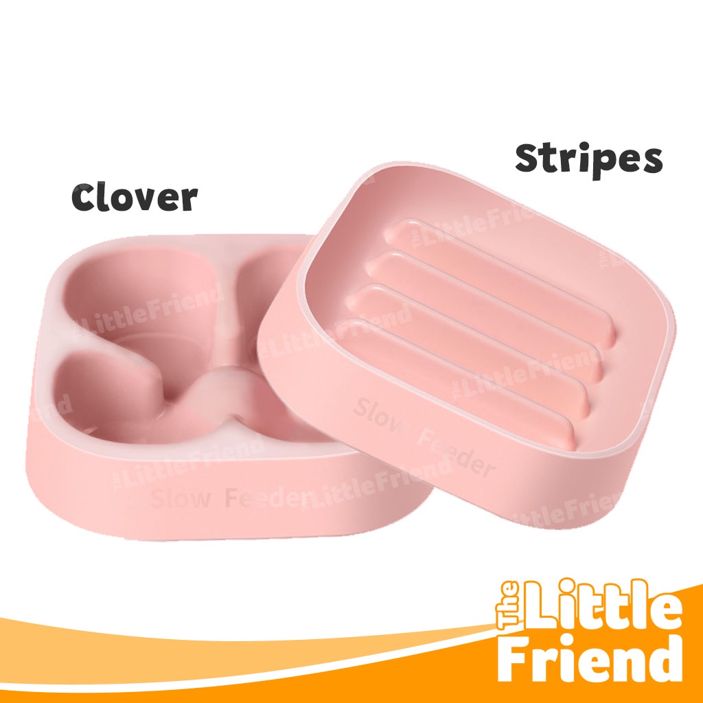 Slow Feeder Pet Bowl Anjing Kucing Anti Tersedak Non Slip Clover Stripes Baris