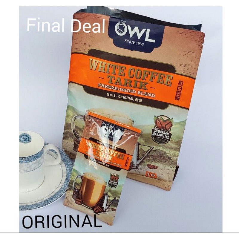 Sachet Owl White Coffee Tarik 3 in 1 Original/Hazelnut/Coconut Sugar