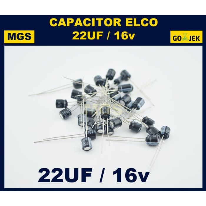 100Pcs Kapasitor Elco 22uf 16v Capacitor Elko 22uf 16v