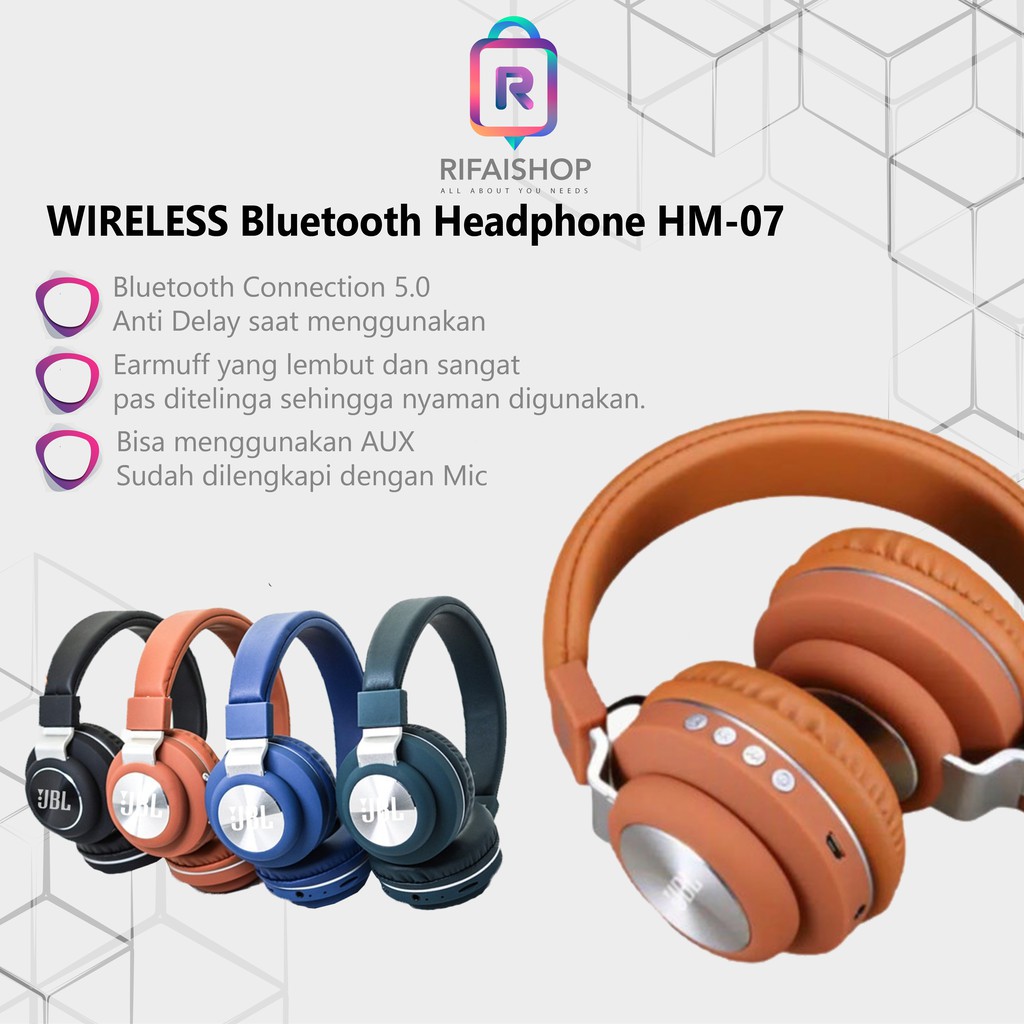 Headphone Bluetooth JBL handsfree headset bluetooth wireless HM-07