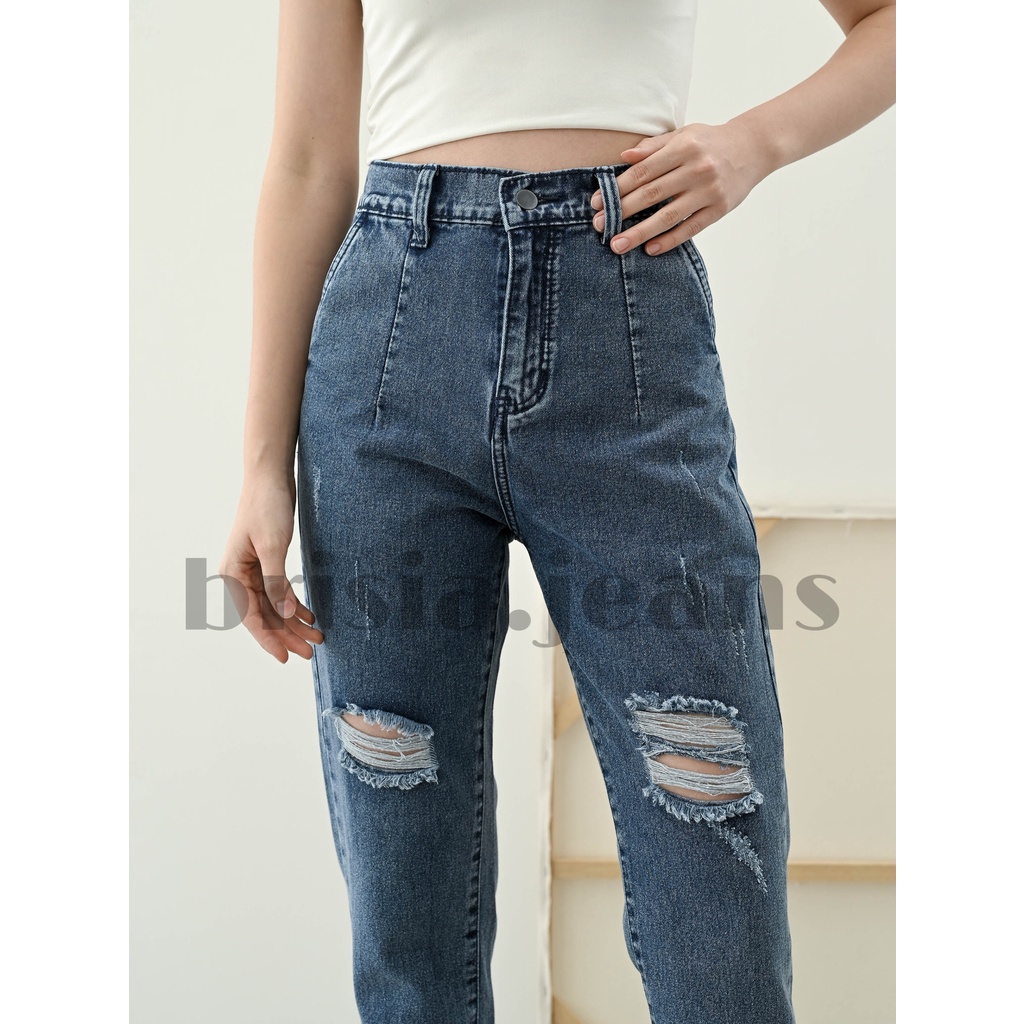 [SIZE 27-30] HEE-DO Ripped Boyfriend Jeans (Highwaist)