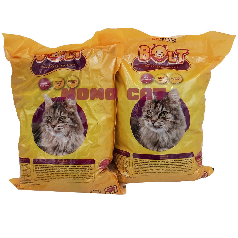 Makanan kucing BOLT repack 1kg cat food tuna