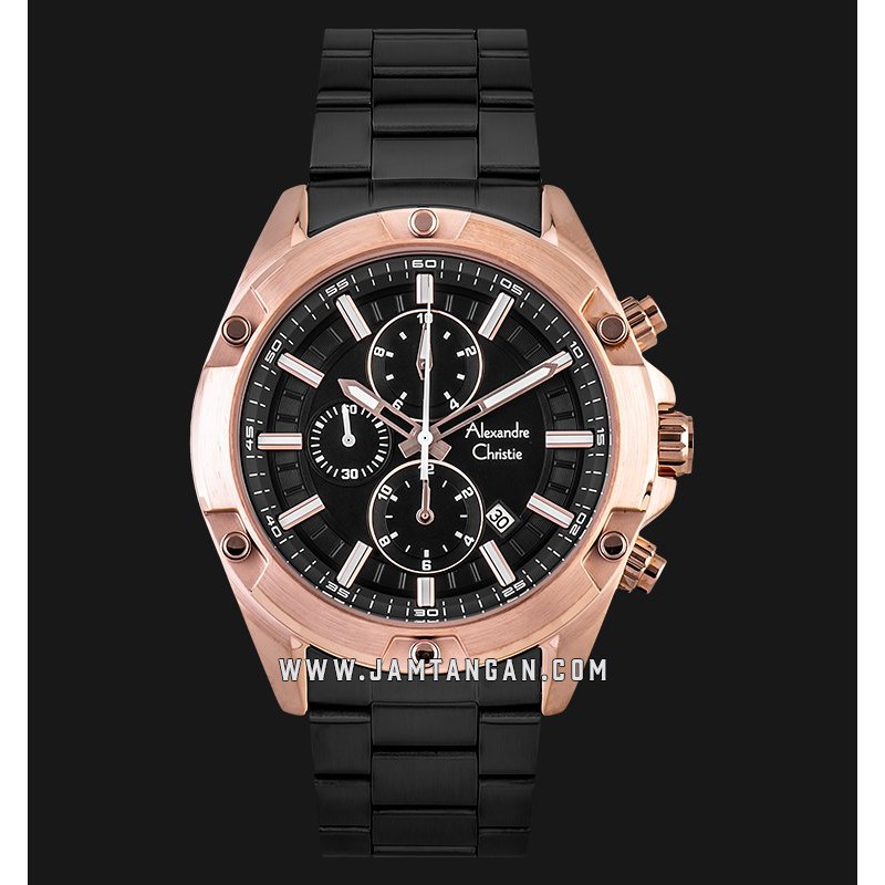Alexandre Christie AC 6524 MC BBRBA Sport Chronograph Black Dial Black Stainless Steel Strap