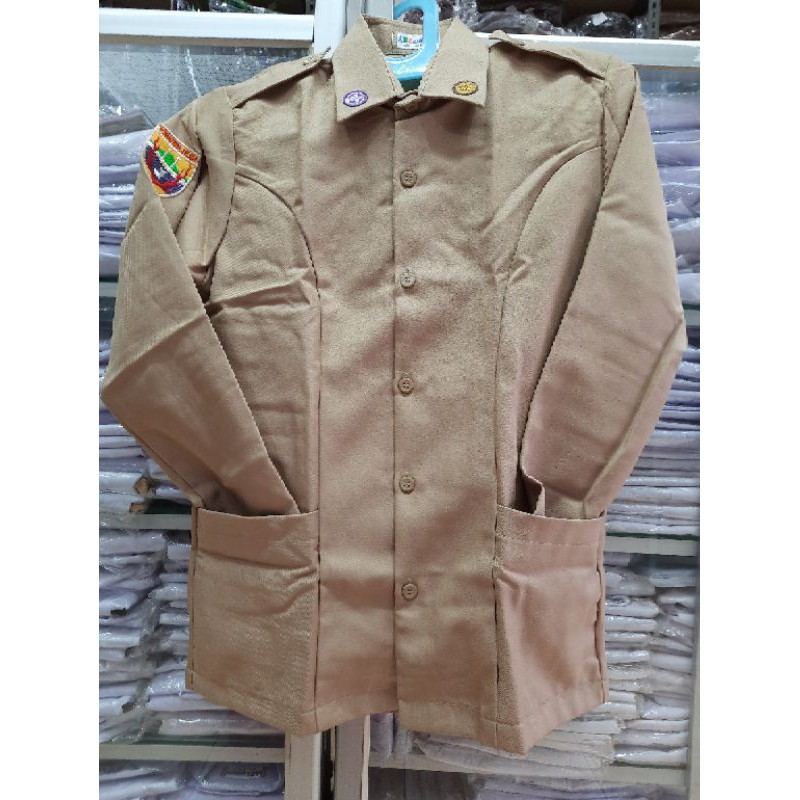 Baju Sekolah Pramuka Bahan Rapilo Tangan Panjang ( SMA )