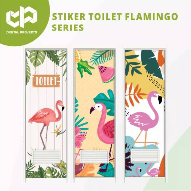 Stiker Pintu Kamar Mandi Motif Flamingo Terbaru Termurah