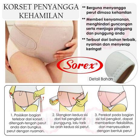 SOREX Korset Penyangga Kehamilan Korset Hamil 4427 Stagen Wanita Ibu Hamil HITAM CREAM Penyangga Kehamilan Sabuk Hamil / Maternity Support Belt 4427 Katun Ringan Orginal Sorex Premium SNI