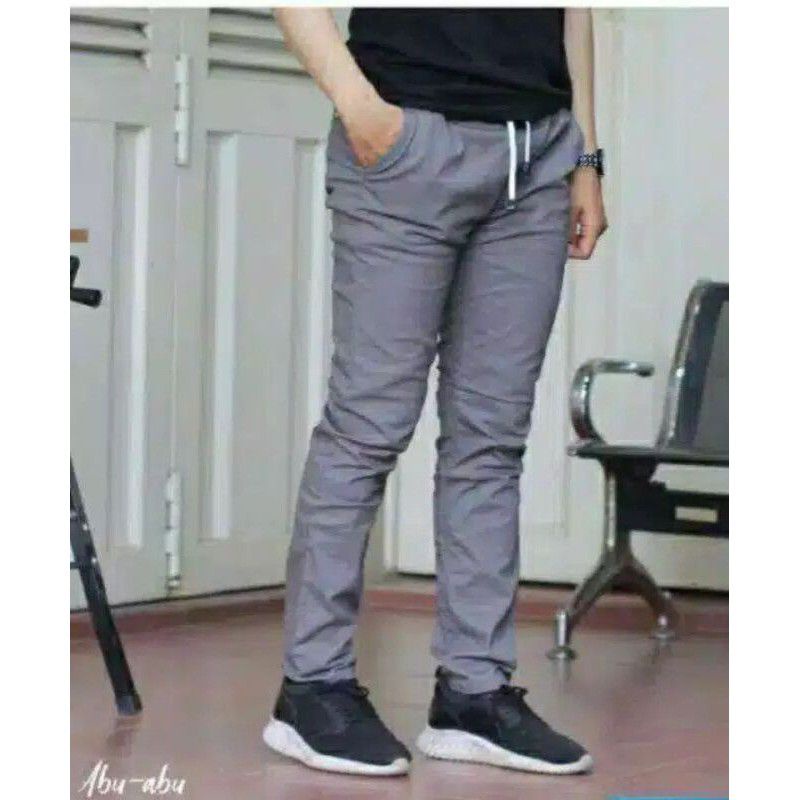 [TERLARIS] CELANA CHINOS COWOK PANJANG KARET PINGGANG RIP KOLOR