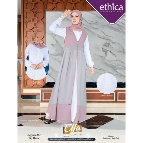 Gamis Ethica Kagumi 263 Sky White / White dress / Gamis Putih / Jubah Putih / Inner outer