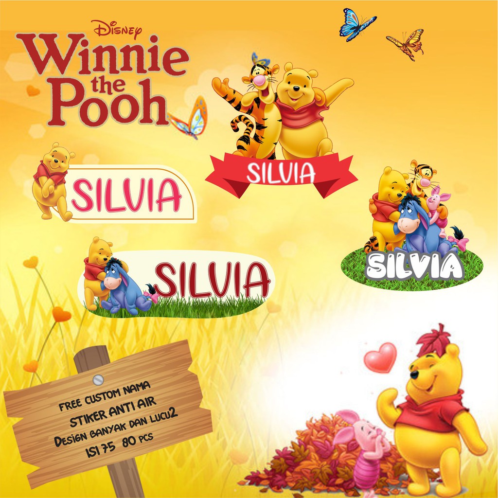 

STICKER NAMA WINNIE THE POOH / STIKER BUKU WINNIE THE POOH / STIKER LABEL CUSTOM