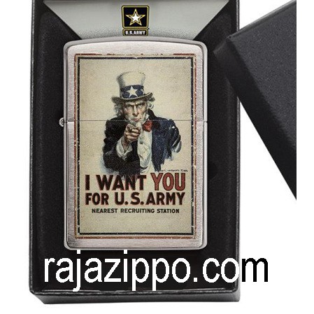 Zippo Original USA 29595 Uncle Sam US Army - Stok Lengkap Garansi Resmi