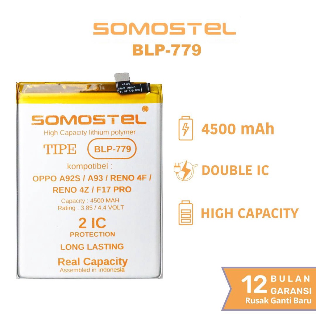 Somostel - BLP779 A92S / Reno 4F Batre Batrai Baterai