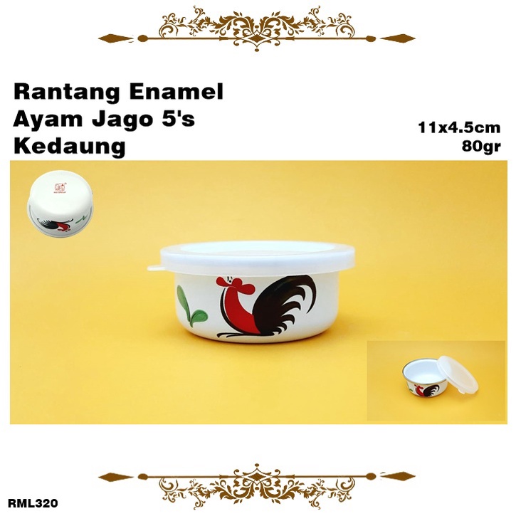 Rantang/Mixing Bowl/Mangkok Enamel Ayam Jago Kedaung 11cm