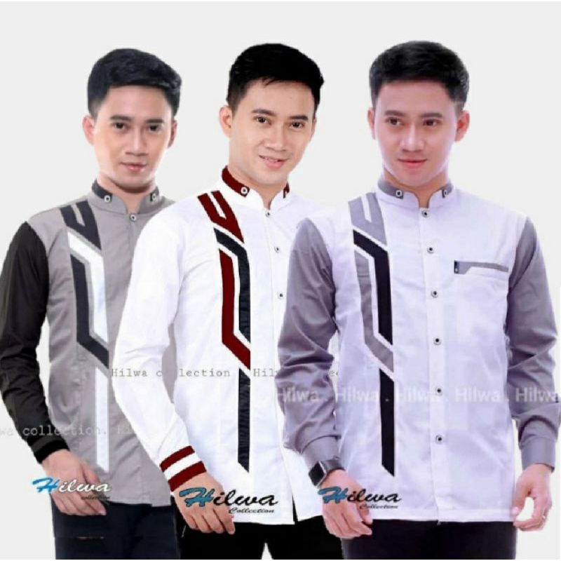 Baju Koko Pria Dewasa Lengan Panjang Kombinasi Batik Bahan Toyobo  Kurta Terbaru  Kemeja Koko turki 