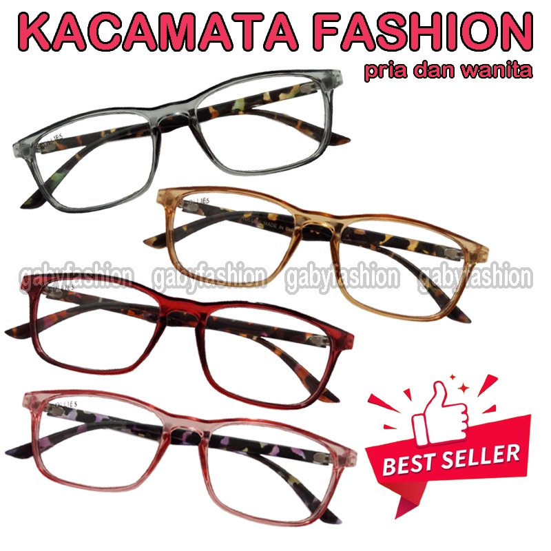 Kacamata Fashion Pria Wanita Gagang Loreng Lensa Transparan Eyeglasses Protection Kacamata Normal Kaca mata Gaya Cewe Cowo Kacamata Murah