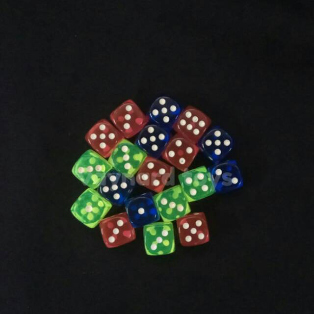 Dadu transparan 14x14mm dadu mainan