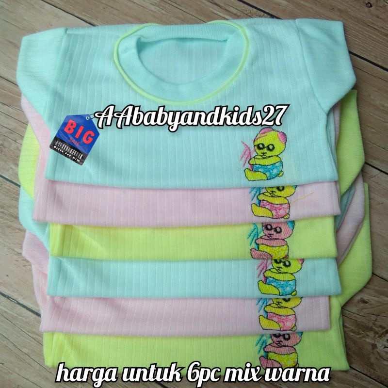 6PC (Setengah Lusin)Hunday Kaos Oblong Bayi Untuk Harian Usia 0-12 Bulan SNI Nyaman Murah Berkualitas