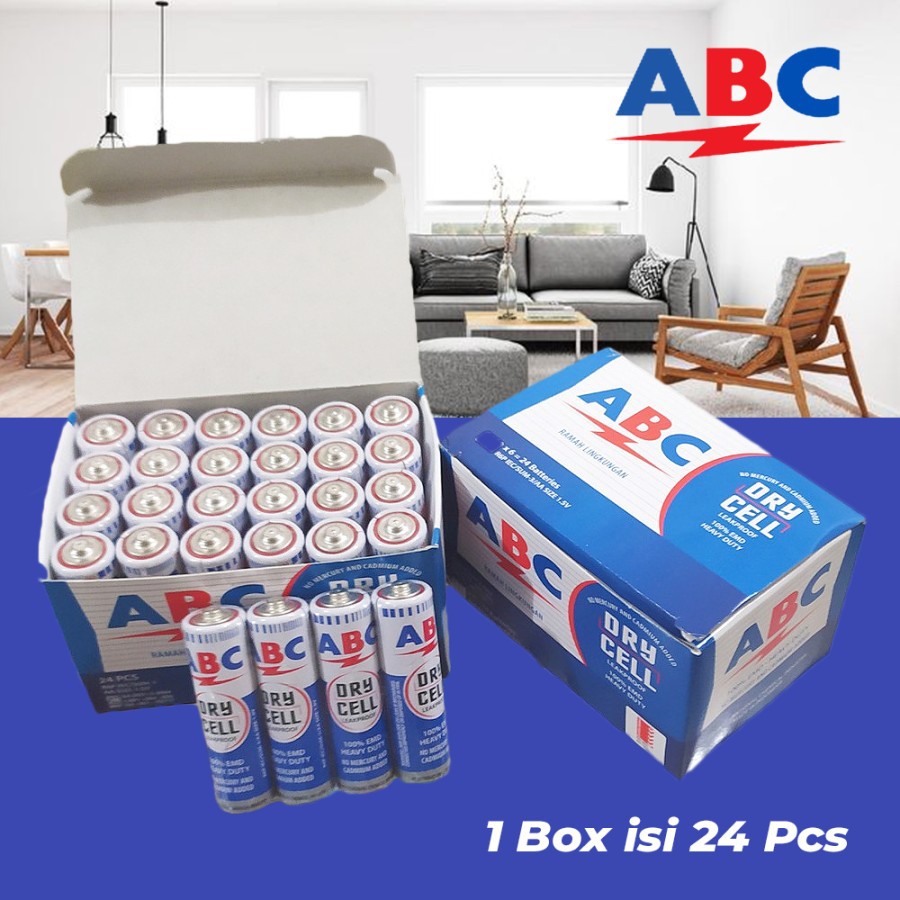 Batu Baterai ABC Biru Dry Cell AA / A2 Battery 1.5V 1 Box (24 Pcs)