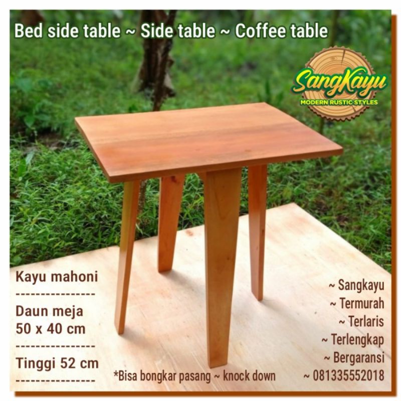 Meja sudut minimalis Coffee table 50x40 mahogany wood side table